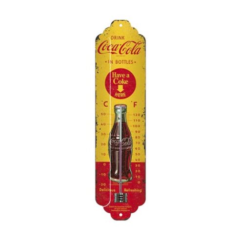 Thermometer binnen Coca Cola fles - metalen bord