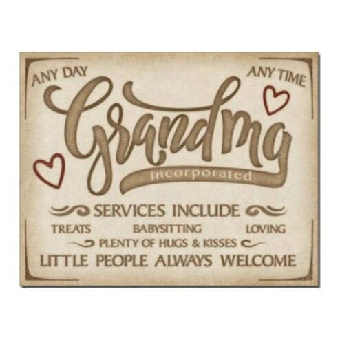 Oma's diensten - metalen bord