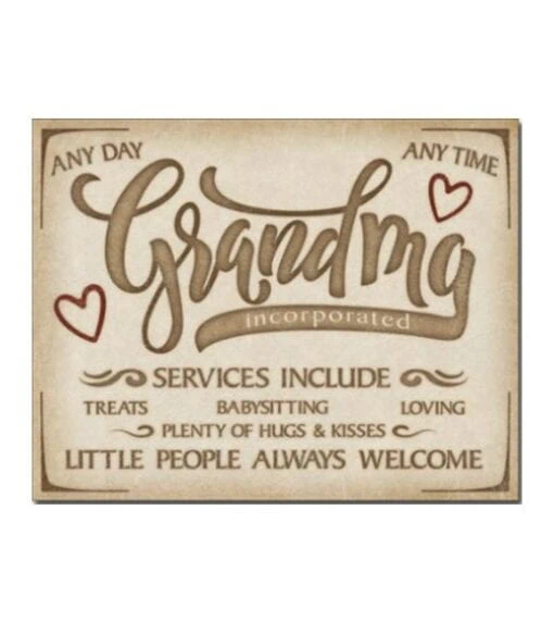 Oma's diensten - metalen bord