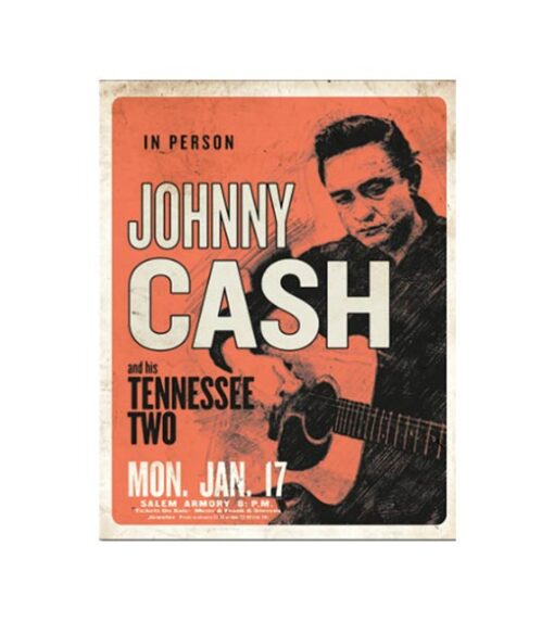 Johnny Cash in person - metalen bord
