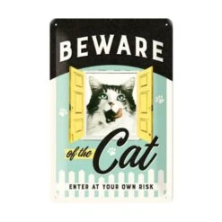 Cat enter at your own risk - metalen bord