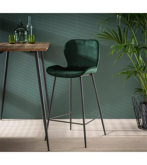 Selly velvet barstoel groen