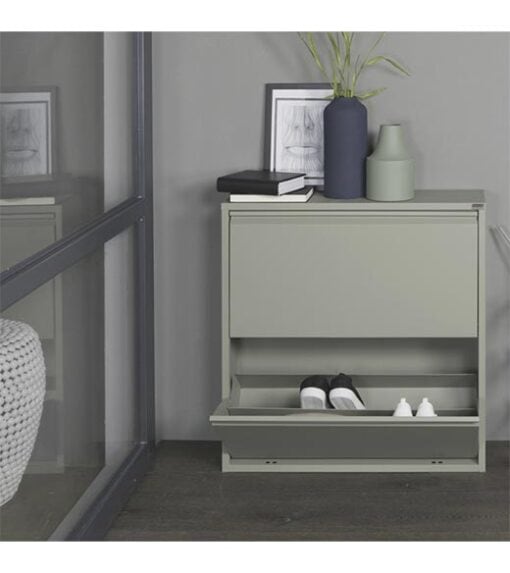 Pippen industrieel schoenenkast 2 vakken groen metaal