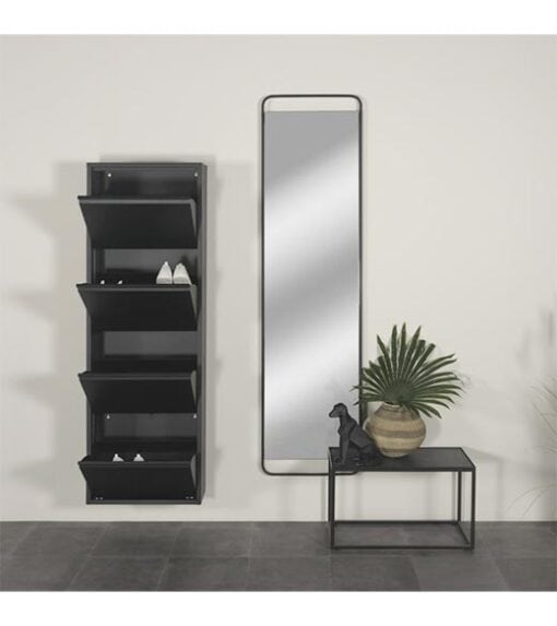 Pippen industrieel schoenenkast 4 lade zwart metaal