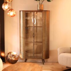 Eleven vitrinekast hoog industrieel messing