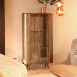 Eleven vitrinekast hoog industrieel messing