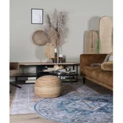 Zareen vloerkleed vintage rond blauw 2