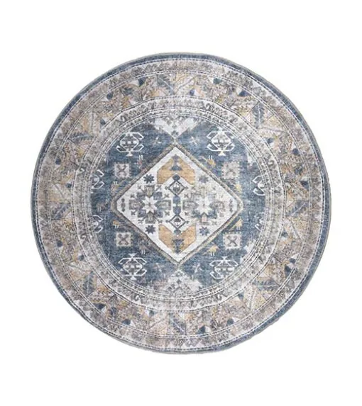 Zareen vloerkleed vintage rond blauw 2