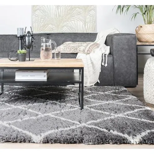 Michael vloerkleed hoogpolig rechthoek grijs