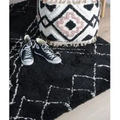 Tano vloerkleed hoogpolig rechthoek zwart