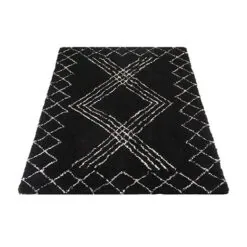 Tano vloerkleed hoogpolig rechthoek zwart