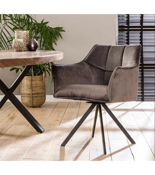 Kelly eetkamerstoel velvet antraciet