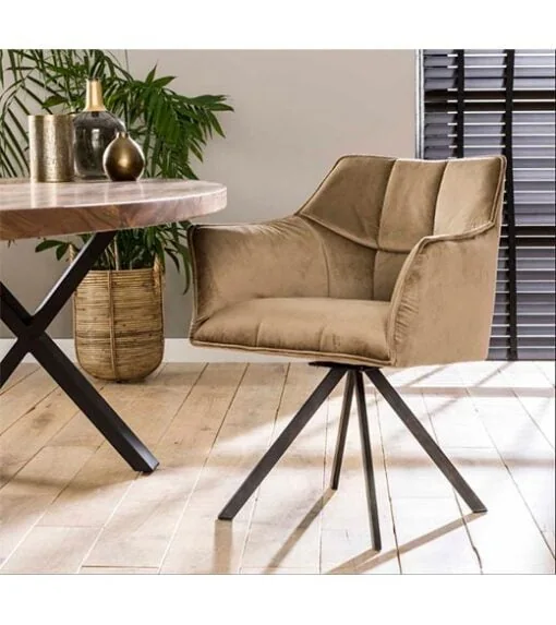 Kelly eetkamerstoel velvet champagne