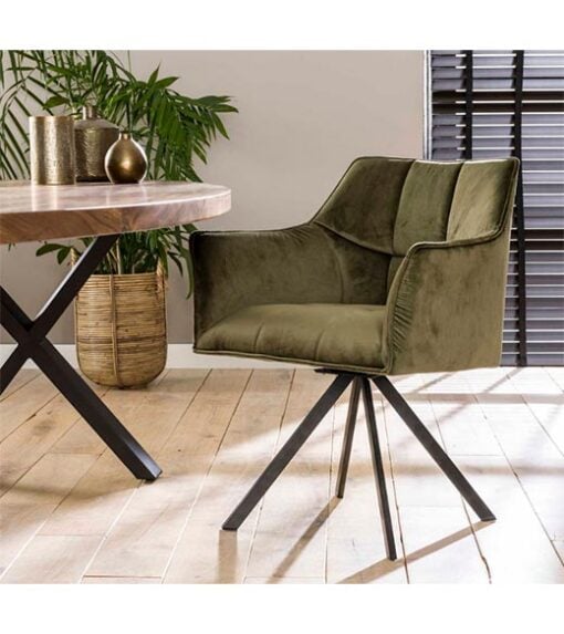 Kelly eetkamerstoel velvet groen