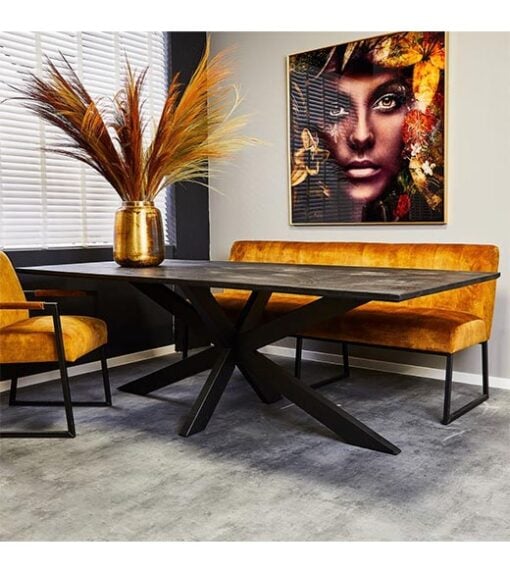 Orianna eettafel industrieel rechthoek mangohout