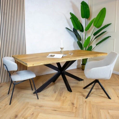 Senna eettafel industrieel rechthoek mangohout 160cm