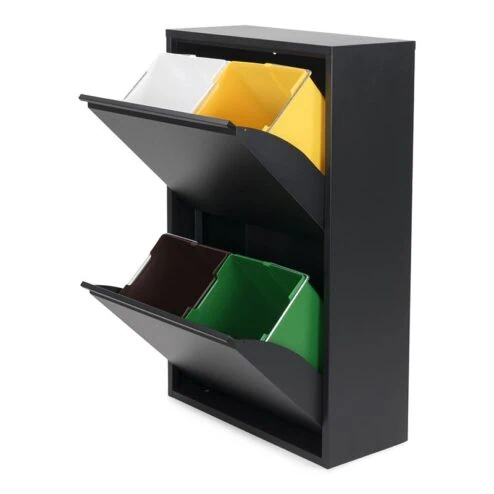 Pippen afvalscheider zwart metaal 4 vakken