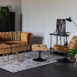 Dutchbone Hocker Bar Velvet Goud Bruin