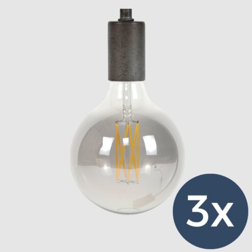3x LED Bol E27 12,5 cm grijs/ smoke