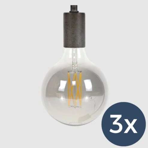 3x LED Bol E27 12,5 cm grijs/ smoke
