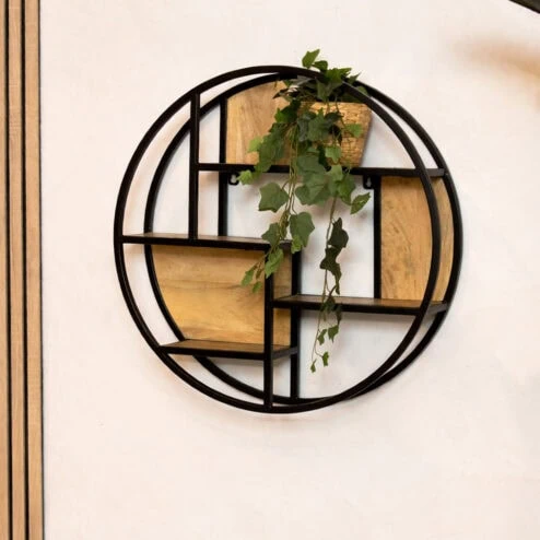 Orianna wandrek industrieel mangohout rond naturel 70cm