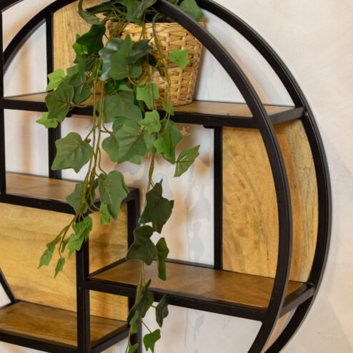 Orianna wandrek industrieel mangohout rond naturel 70cm