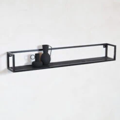 Farrow wandplank hout vintage zwart 140