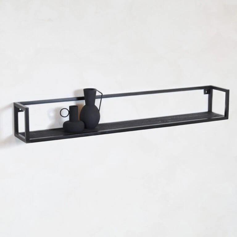 Farrow wandplank hout vintage zwart 140