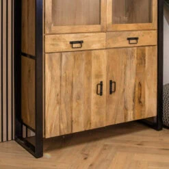Britt vitrinekast industrieel mangohout 115cm
