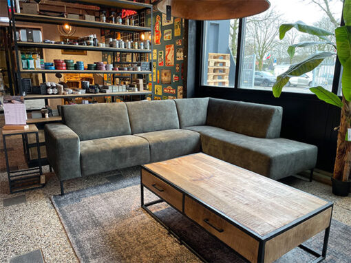 Mellow Velvet Hoekbank 2-zits met ottomane rechts