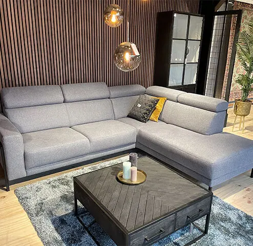 Sutton Hoekbank Zinc 2-zits met ottomane rechts