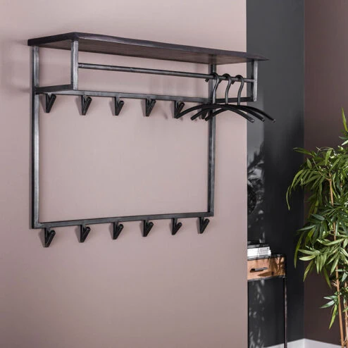 Lanco kapstok hoog industrieel 100cm 12 haken zwart