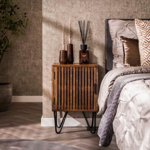 Namra nachtkastje set van 2 mangohout zandkleur