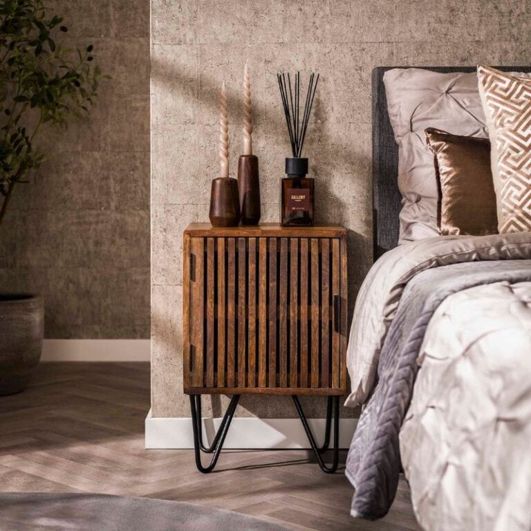 Namra nachtkastje set van 2 mangohout zandkleur