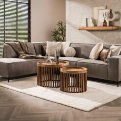 Namra salontafel set van 2 mangohout zandkleur