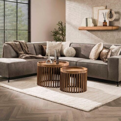 Namra salontafel set van 2 mangohout zandkleur