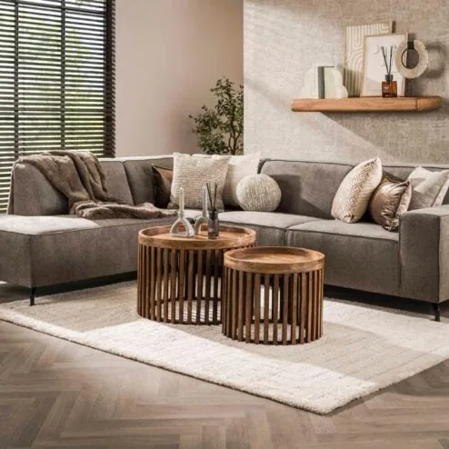 Namra salontafel set van 2 mangohout zandkleur