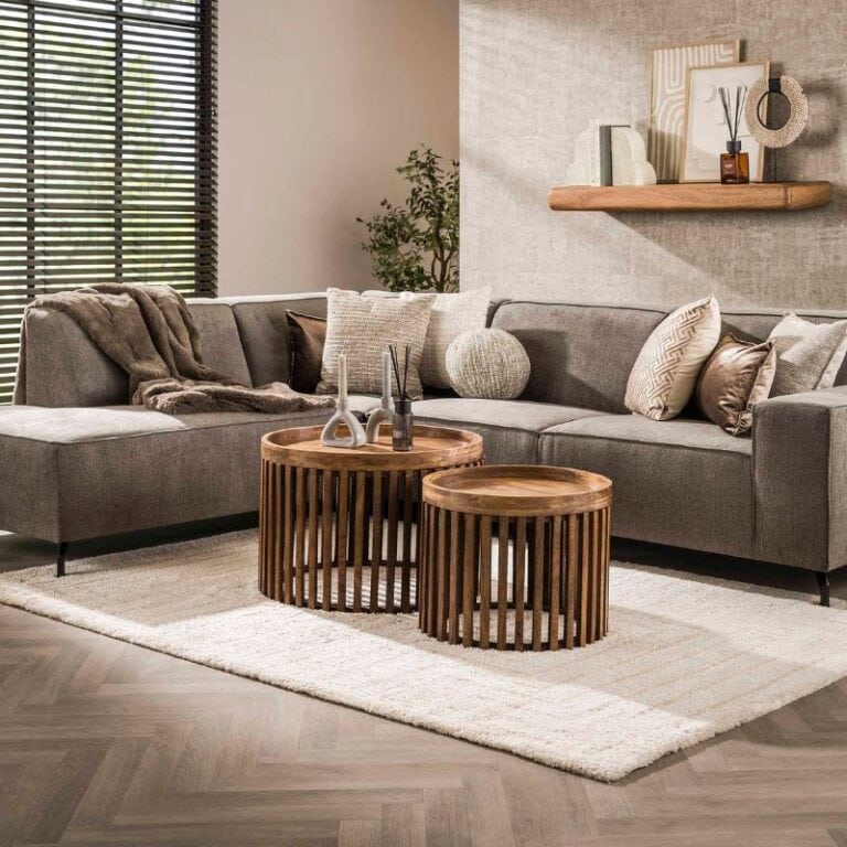 Namra salontafel set van 2 mangohout zandkleur