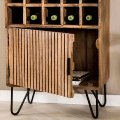 Namra wijnkast mangohout zandkleur