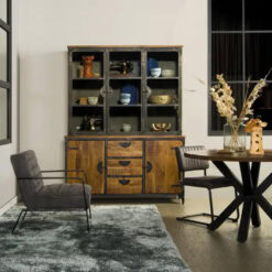 Basto Vitrinekast 5 drs 3 lades mango naturel matt 160cm