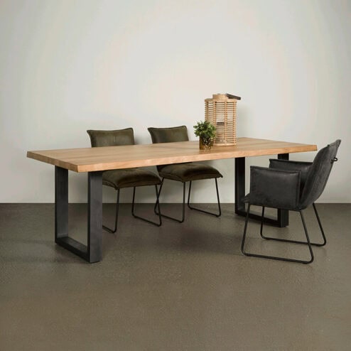 Tiago Eettafel met U poot rechthoek acacia hout naturel 220x100