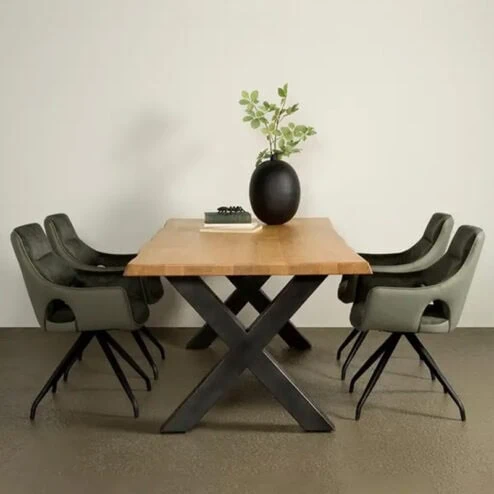 Tiago Eettafel met X poot rechthoek acacia hout naturel 160x90