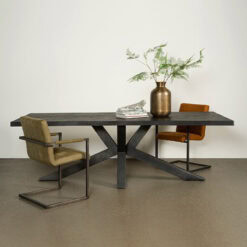 Tiago Eettafel met spinpoot rechthoek acacia hout zwart 200x100