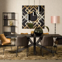 Tiago Eettafel met spinpoot rechthoek acacia hout zwart 260x100