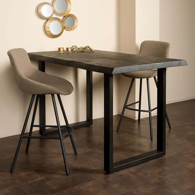 Tiago bartafel met U poot acacia hout zwart 160x90x95