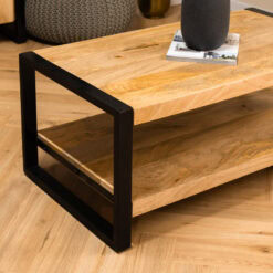Britt salontafel industrieel mangohout 110cm met onderblad