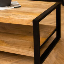 Britt salontafel industrieel mangohout 110cm met onderblad