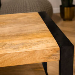 Britt salontafel industrieel mangohout 110cm met onderblad