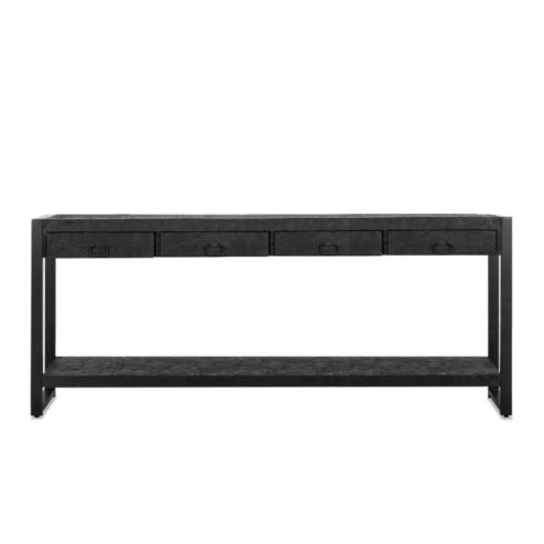 Britt sidetable industrieel mangohout zwart 180cm