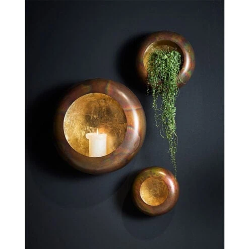 Kaarshouder set van 3 voor aan de wand flamed koper